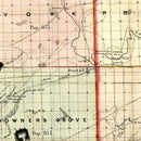 Vintage Map of Kane County, Illinois 1851