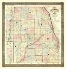 Vintage Map of Kane County, Illinois 1851