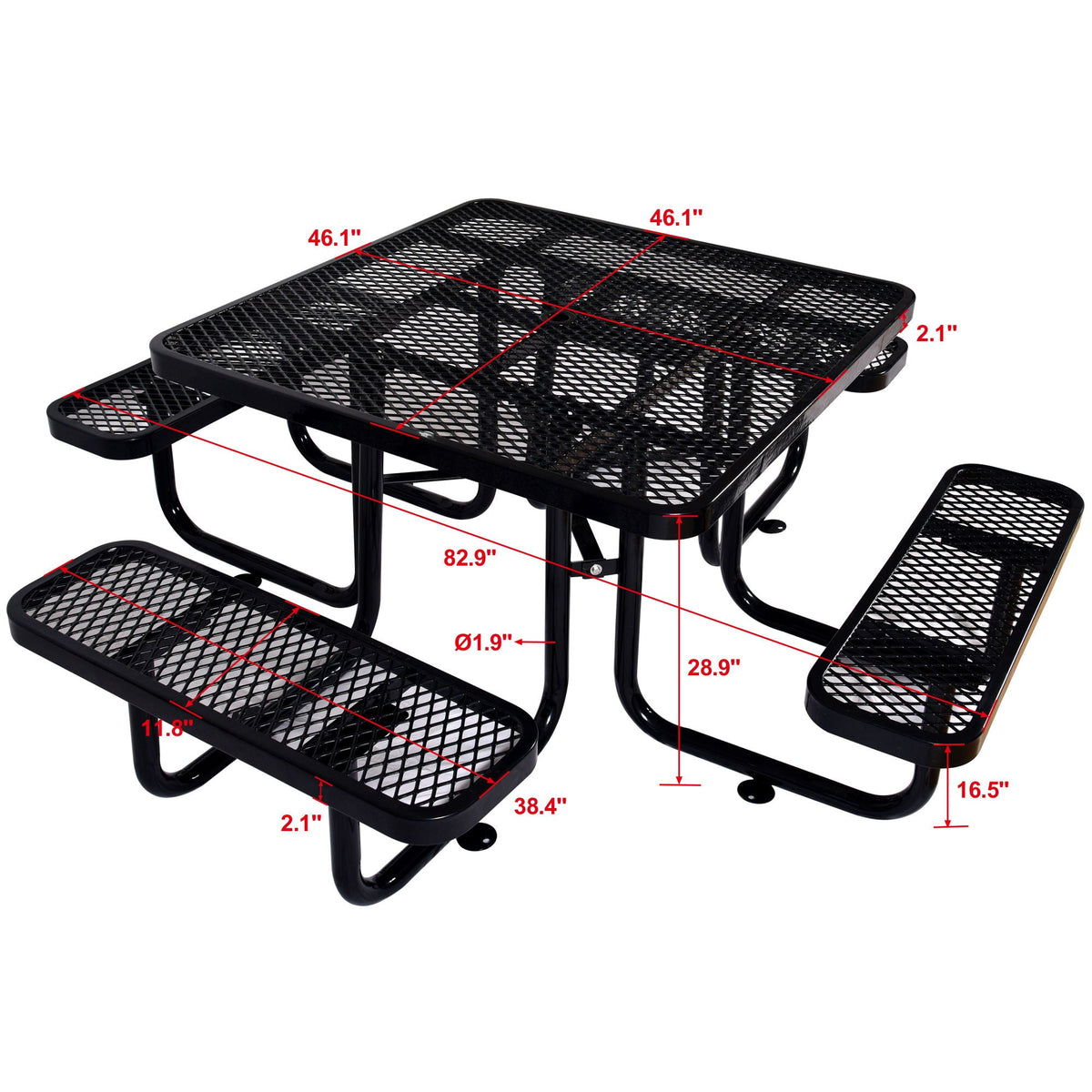 Square Outdoor Steel Picnic Table, With Umbrella Pole, photo 5 of 17