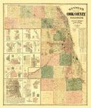 Vintage Map of Cook County, Illinois 1886