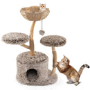 Wood Cat Tree Solid Pear Cat Tree with Perch and Sisal Scratching Posts-Brown by LJGDeals