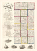Vintage Map of De Kalb County, Illinois 1860