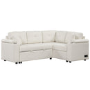 87.4" L-shape Sofa Bed Pull-out Sleeper Sofa with Wheels, USB Ports, Power Sockets for Living Room, Beige