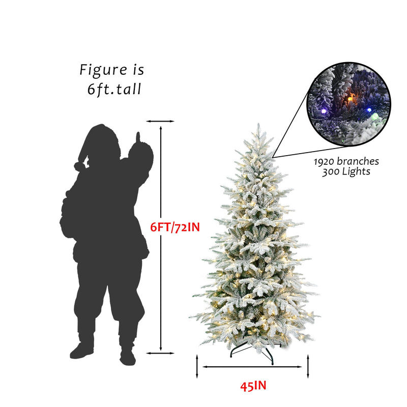 6FT Snow Flocked Artificial Christmas Tree with LED Lights, photo 9 of 10
