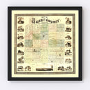 Vintage Map of Henry County, Illinois 1860
