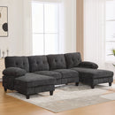 U-Shaped Sectional Sofa 103.5" Fabric Couch With Dual Chaise Lounges, Storage Pockets, Armrest Pillows by Unique Piece Furniture