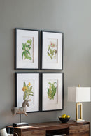 Botanical Flower Wall Art, Home Decor For Living Room Dining Room, Bedroom, Hallway (Set of 4) - White / Blue by Unique Piece Furniture