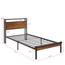 Twin Size Platform Bed Frame, LED Lights With Remote Control, USB Charging Port, Large Under Bed Storage - Black / Brown by HouseOfZazla