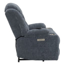 Omarion - Power Recliner With Lift, Heating & Massage - Blue Chenille by Unique Piece Furniture