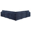 Azure - 6 Piece Upholstered Modular Sectional Sofa - Blue by HouseOfZazla