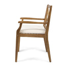 7 Pieces Acacia Wood Outdoor Dining Set with Cream Cushions by HouseOfZazla
