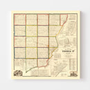 Vintage Map of Peoria County, Illinois 1861