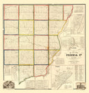 Vintage Map of Peoria County, Illinois 1861