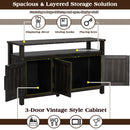 U_Styled 55.1'' Pine Wood Buffet Cabinet with 3-Door Storage