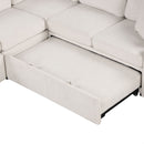 Sectional Sofa Convertible Pull-Out Bed With Storage Ottoman & USB Ports by Unique Piece Furniture