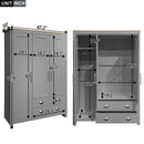 3 Door Storage Wardrobe With Cabinets And 2 Hanging Rods - Gray by HouseOfZazla