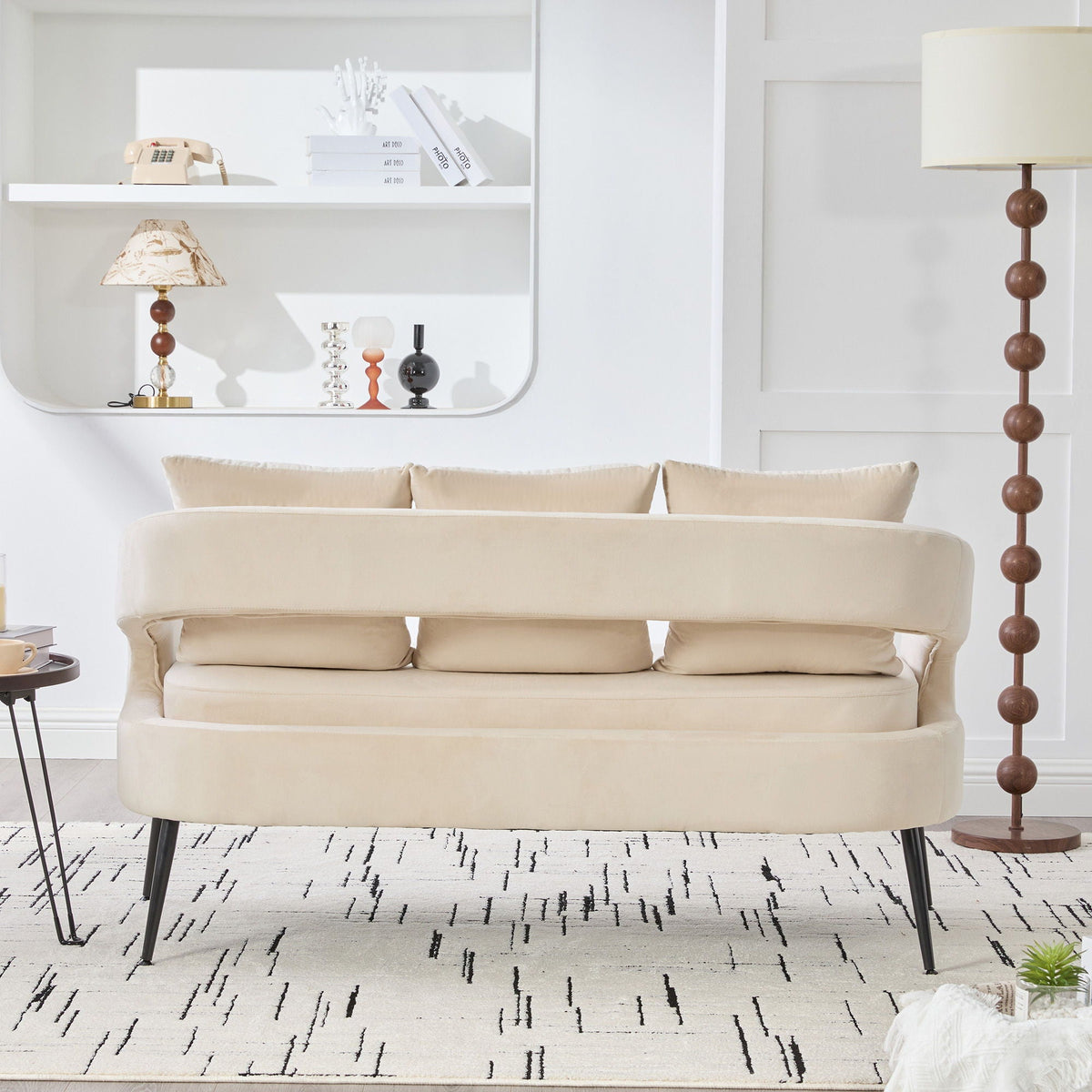 Open Back Loveseat Settee With 3 Pillows, photo 9 of 28