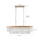 Rectangular Crystal Chandelier Adjustable Gold Iron Ceiling Light