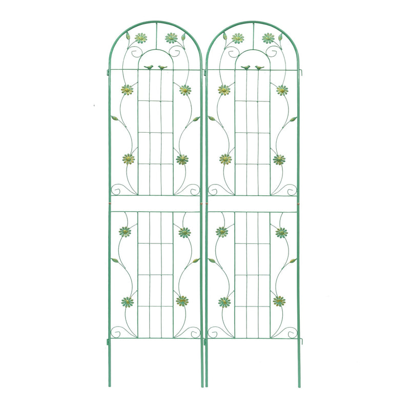 2 Pack Metal Garden Trellis 86.7" x 19.7" Rustproof Trellis for Climbing Plants Outdoor Flower Support Green
