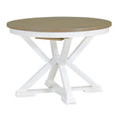 5-Piece Retro Functional Dining Table Set Extendable Round Table and 4 Upholstered Chairs for Dining Room and Living Room (Brown+Antique White)