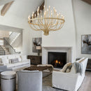 36-Light Gold Industrial Iron Candle Chandelier