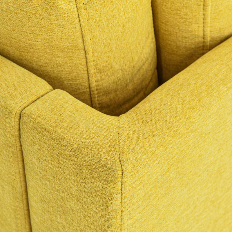 65" Mid-Century Modern Fabric Corner Lounge Chair, Upholstered Indoor Chaise Lounge for Bedroom, Office, Small Living Room & Apartment