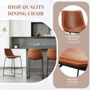 26 inch Counter Height Bar Stools Set of 2 Leather Barstool with Back and Metal Leg Modern Bar Stools for Kitchen Island Pub Living Room