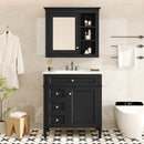 Bathroom Vanity With Medicine Cabinet, Royal Mirror Cabinet, Modern Bathroom Storage Cabinet With 2 Soft Closing Doors And 4 Drawers by Unique Piece Furniture