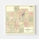 Vintage Map of Saginaw County, Michigan 1890