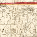 Vintage Map of Washtenaw County, Michigan 1856