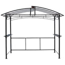 Grill Gazebo 8X5Ft, Outdoor Patio Canopy, Bbq Shelter With Steel Hardtop And Side Shelves - Black by HouseOfZazla