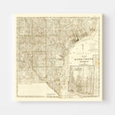 Vintage Map of Wayne County, Michigan 1855