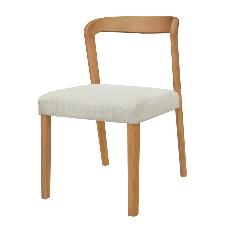 Solid Rubber Wood Dining Chairs (Natural Oak + Beige) Set of 2, photo 5 of 10