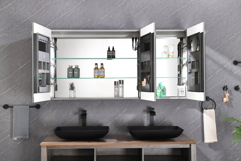 60in. W x 36 in. H LED Large Rectangular Aluminum Alloy Surface Mount Medicine Cabinet with Mirror