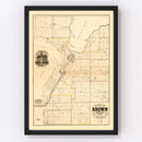 Vintage Map of Brown County, Wisconsin 1870