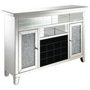Melinda 2-door LED Mirrored Wine Storage Bar Cabinet Silver
