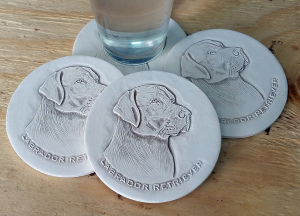 Labrador Drink Coasters, installed in a room