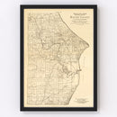 Vintage Map of Racine County, Wisconsin 1893