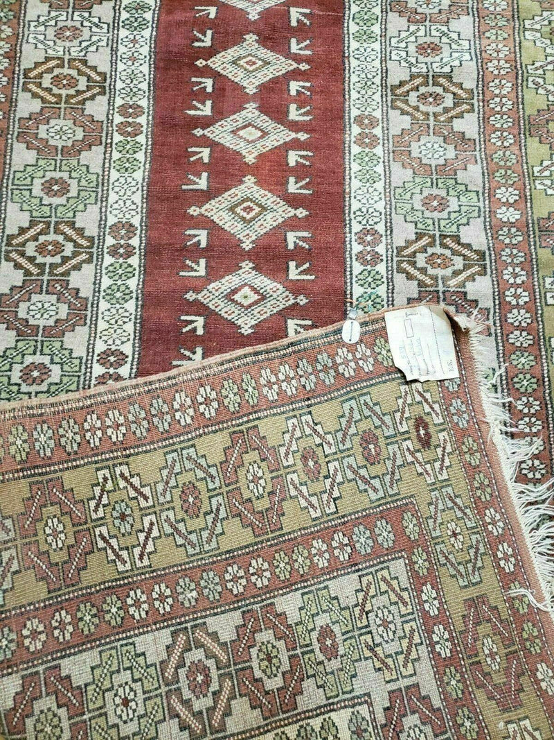4' X 8' Antique Handmade Turkish Melas Oushak Wool Rug