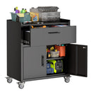 Rolling Metal Tool Storage Cabinet, Lockable Garage Storage Cabinet, Locking Metal Storage Cabinet With Wheels, Rolling Tool Chest, Assembly Required - Black