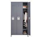 3 Door Lockers With Lock For Home, Gym, Office, School, And Garage - Gray by HouseOfZazla