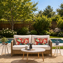 2 Pack Outdoor Lumbar Pillow Covers - Red Tropical