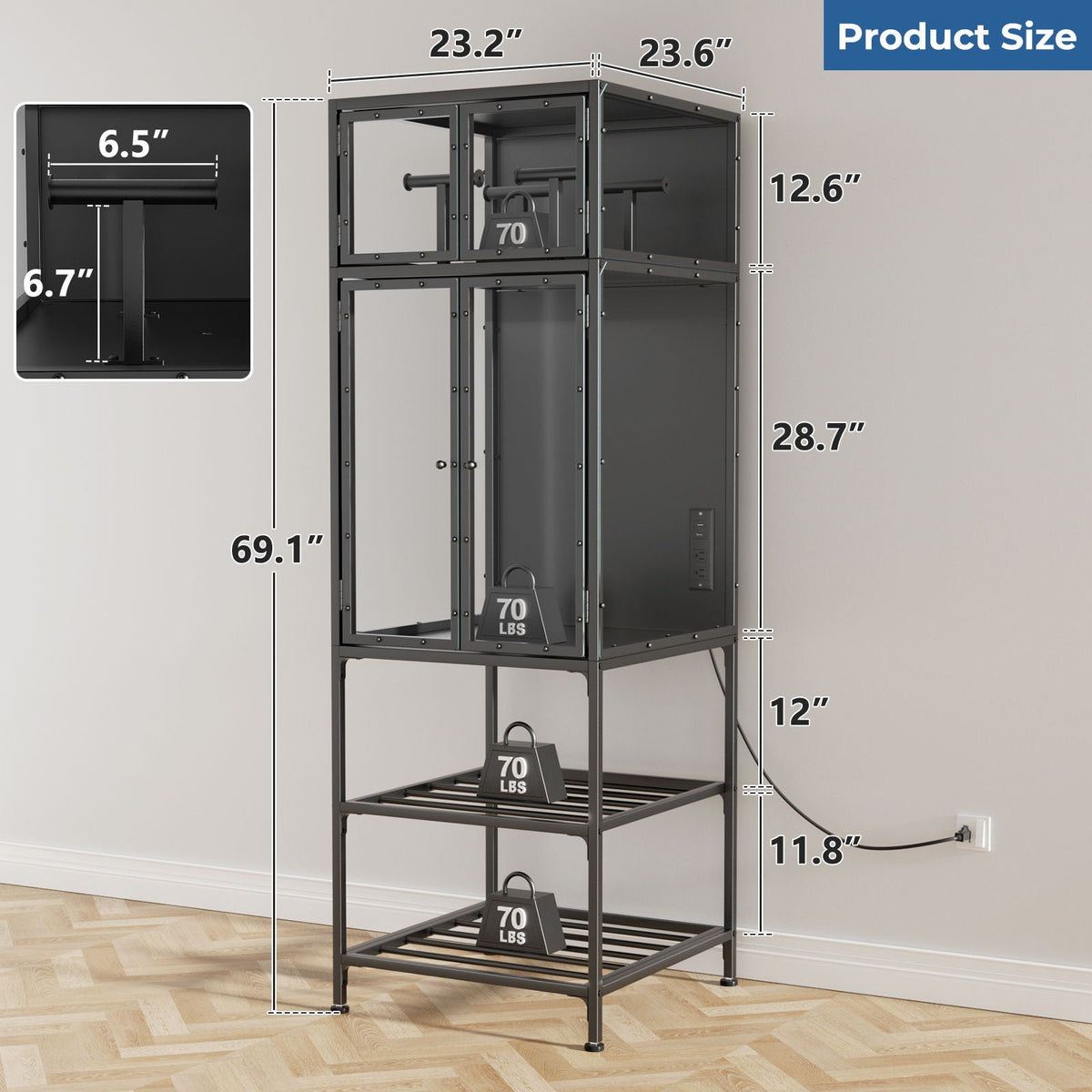 3D Printer Cabinet With Double Layer Filament Storage, T-Shaped Filament Bar, Noise Reducing And Dust Proof Design - Black, photo 4 of 4