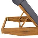 Modern Acacia Wood Outdoor Chaise Lounge with Adjustable Headrest