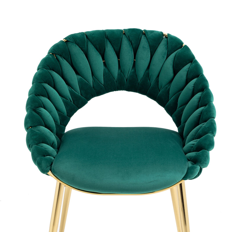 Accent Chairs Set of 2, Velvet Side Chairs with Gold Legs, Mid-Century Upholstered Dining Chairs for Living Room, Kitchen, Bedroom, Beauty Room