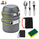 8Pcs Camping Cooking Ware Set Camping Stove Cookware Set Aluminum Pot Foldable Knife Fork Spoon Set for Hiking Picnic Outdoor