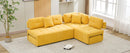 91.73" L-shaped Sofa Sectional Sofa Couch with 2 Stools and 2 Lumbar Pillows for Living Room, Yellow