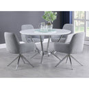 Anchor - 5 Piece Round Dining Table Set With Swivel Chairs - Gloss White