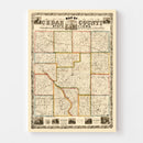 Vintage Map of Cedar County, Iowa 1863