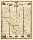 Vintage Map of Cedar County, Iowa 1863